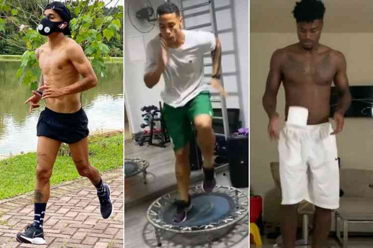 Treinos em casa, corrida com mscara e desafio do Instagram: a rotina dos jogadores do Amrica na pausa pelo coronavrus